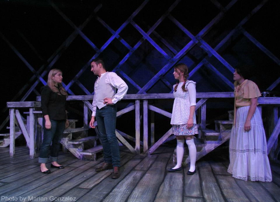 Meg confronts Laurie as Amy and Jo look on. (L-R: Natasha Norman, Matt Valle, Julia Griswold & Heather Schmidt)